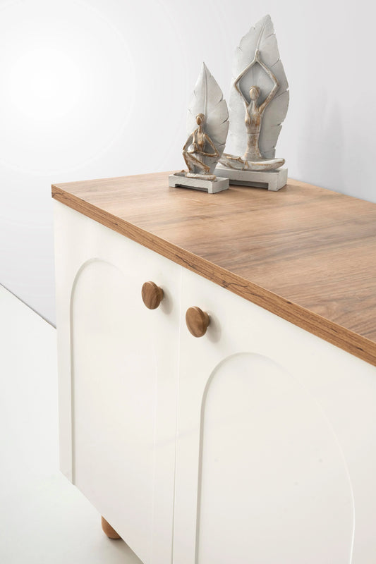 Buffet - MDF Wood - White & Brown - 160x45x75 cm