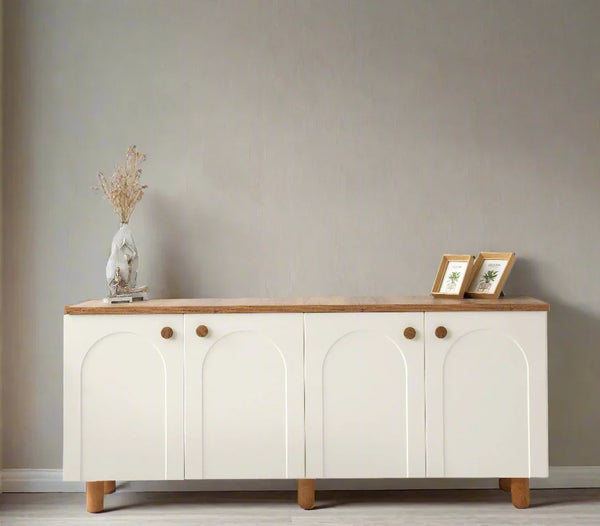 Buffet - MDF Wood - White & Brown - 160x45x75 cm - Cataloug
