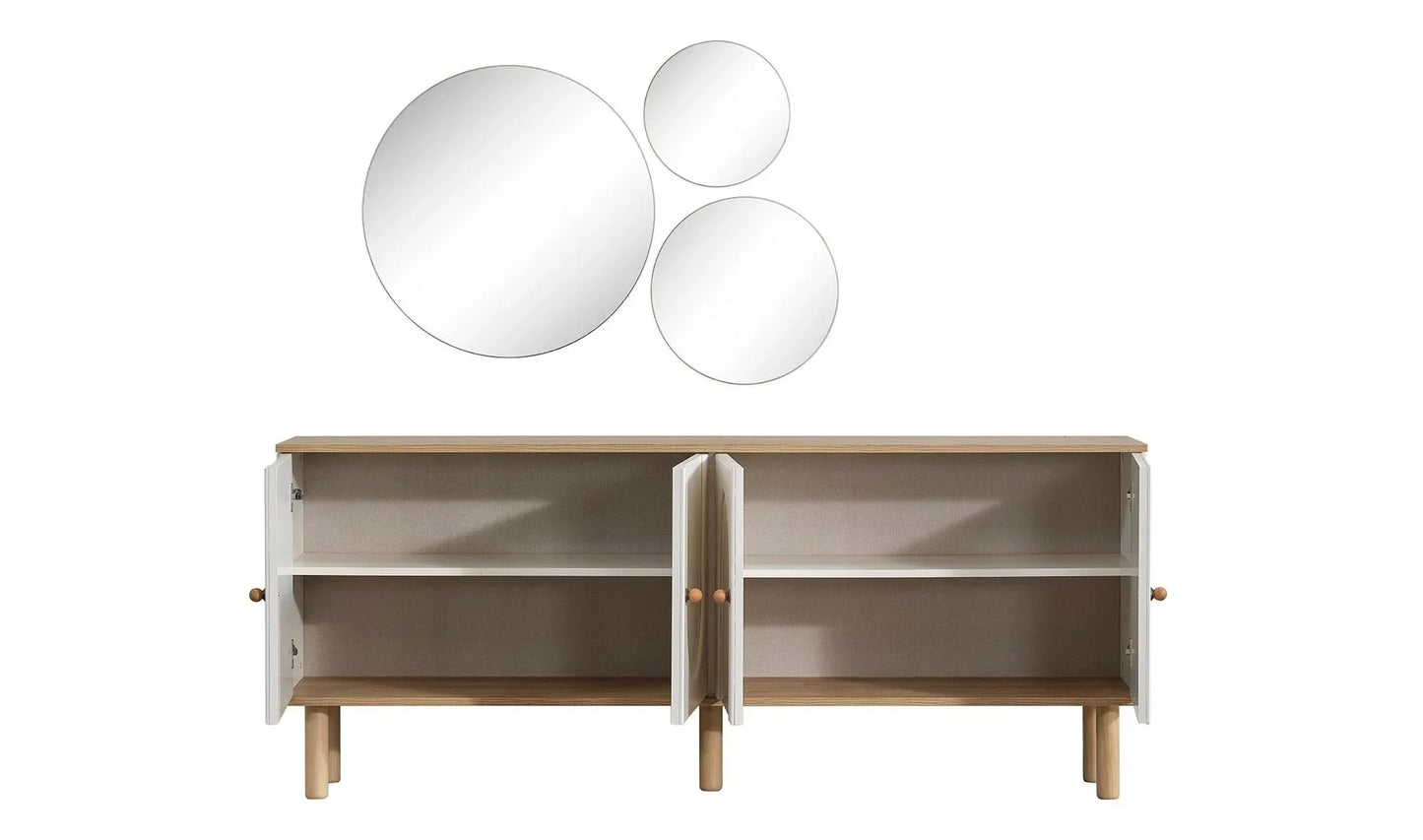 Buffet - MDF Wood - White & Beige - 160x40x80 cm