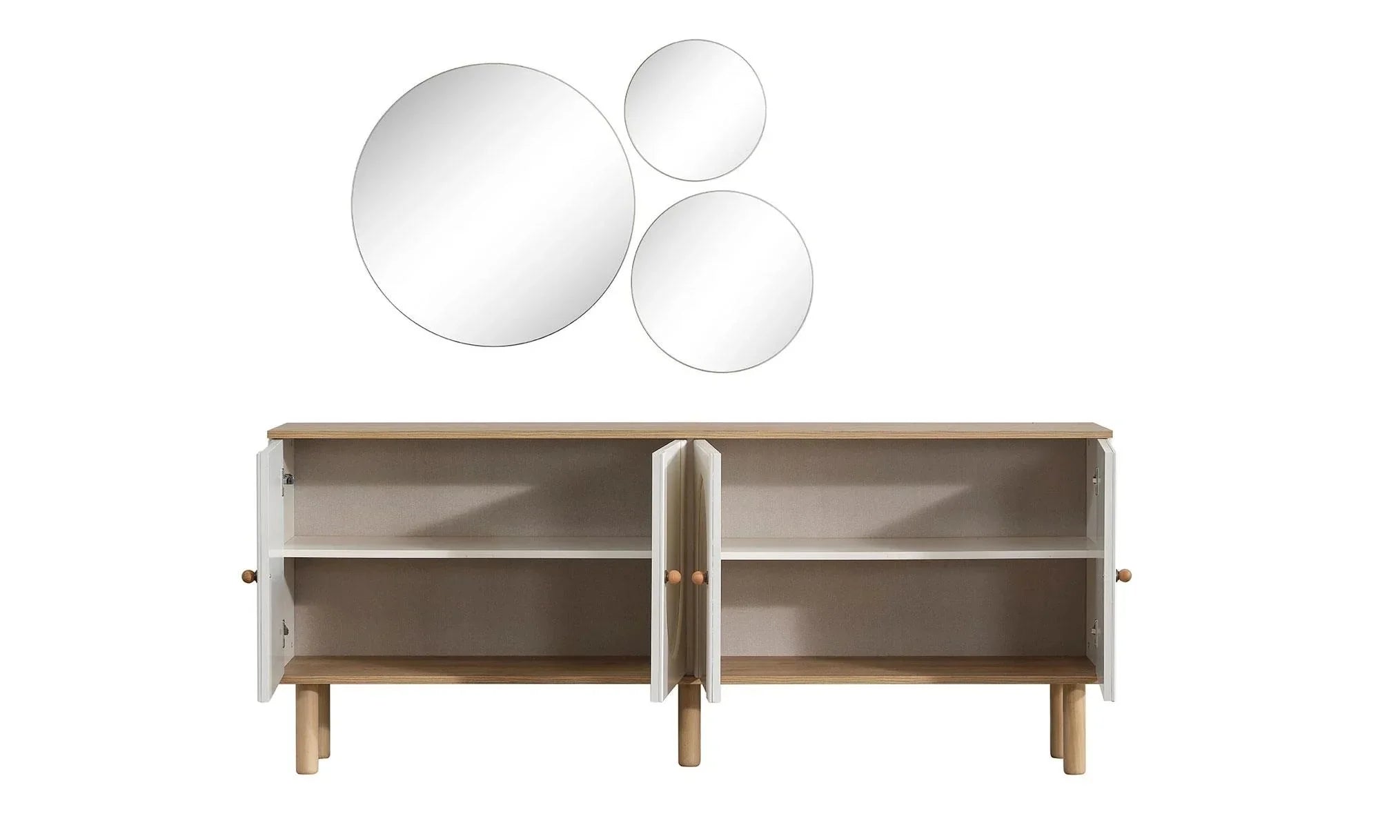 Buffet - MDF Wood - White & Beige - 160x40x80 cm - Cataloug