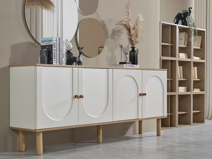 Buffet - MDF Wood - White & Beige - 160x40x80 cm
