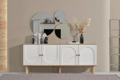 Buffet - MDF Wood - White & Beige - 160x40x80 cm