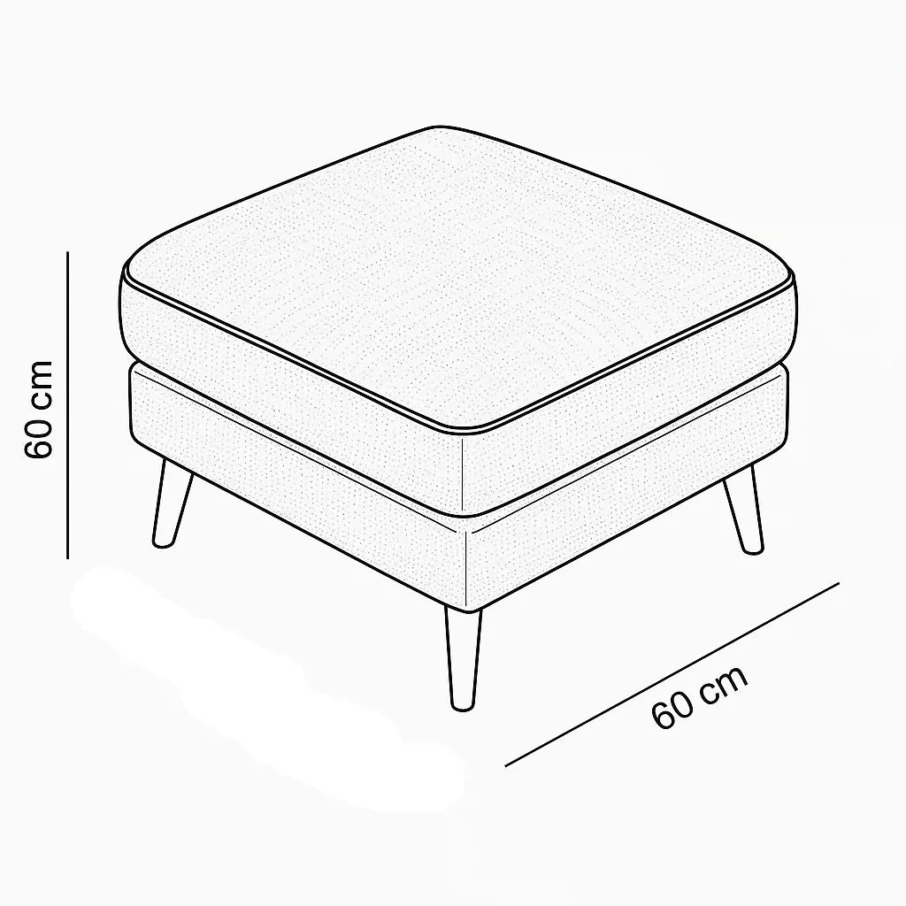 Sofa & Pouf - Beech Wood - Linen Fabric - Blue - 200x85 cm 60x60 cm - Cataloug