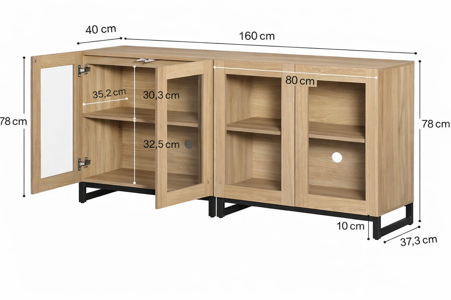 Buffet - MDF Wood - Beige - 160x40x78 cm