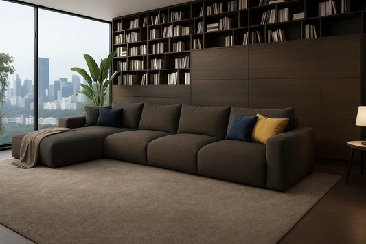Sofa - Beech Wood - Linen - Dark Grey - 350x180x90x75 cm - Cataloug