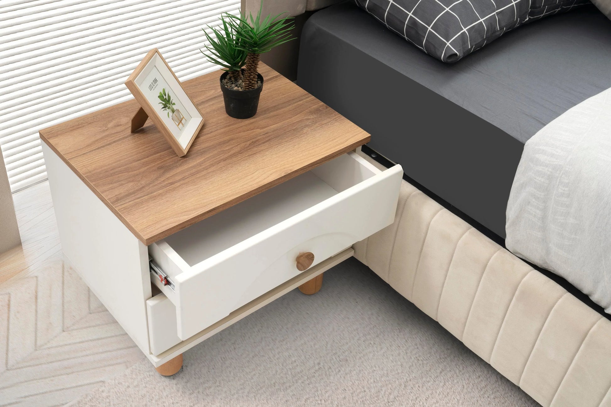 Commode - MDF Wood - White & Beige - 50x40x55 cm - Cataloug