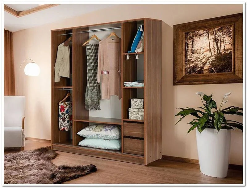 Wardrobe - MDF Wood - Brown & White - 180x60x200 cm - Cataloug