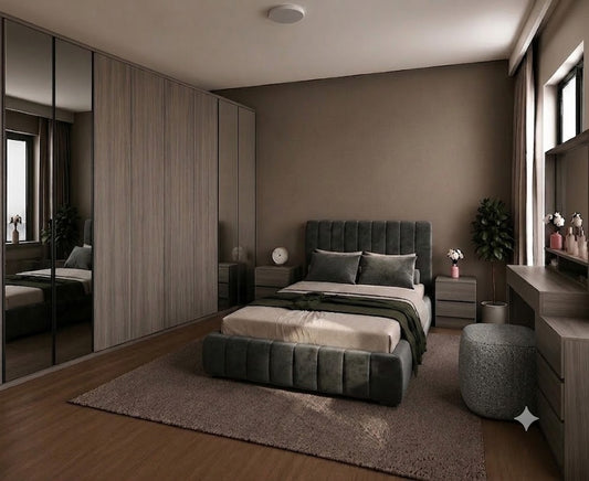 Full Bedroom  - MDF Wood - Gray
