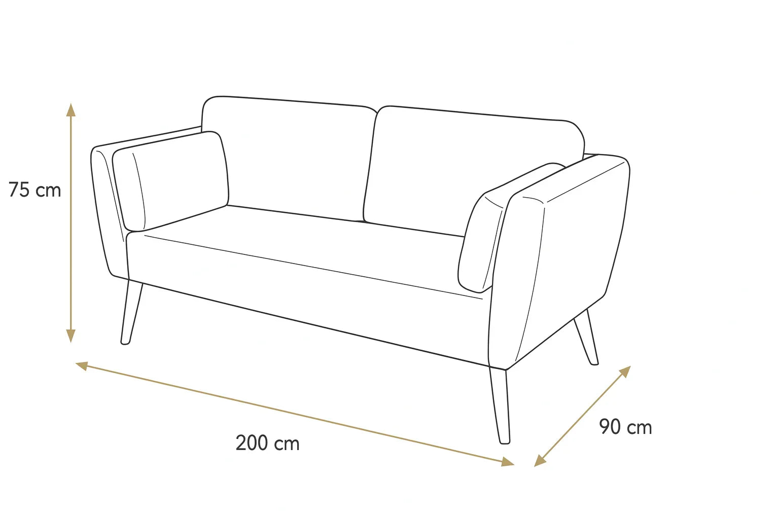 Sofa - Beech Wood - Linen Fabric - Blue 200×90×75 cm - Cataloug