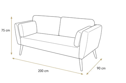 Sofa - Beech Wood - Linen Fabric - Blue 200×90×75 cm - Cataloug