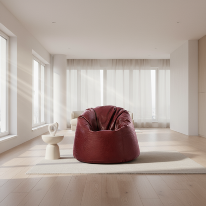 كرسي بين باج جلدي كبير - جلد فاخر - بيج - 95×70 سم