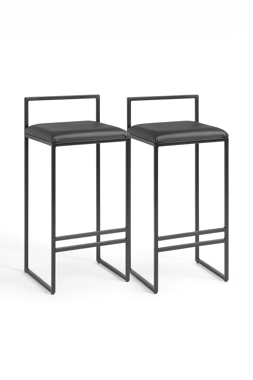 Bar Stool - Steel - Leather Fabric - Black - 35x90x40 cm - Cataloug