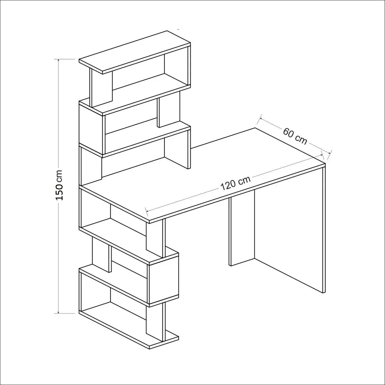 Desk - MDF Wood - White & Black & Beige - 120x60x150 cm