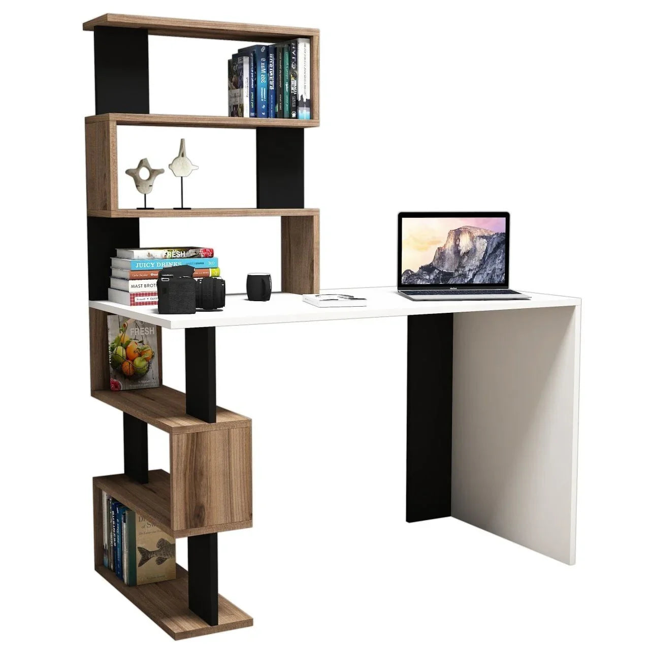 Desk - MDF - White, Black & Beige - 120x60x150 - Cataloug