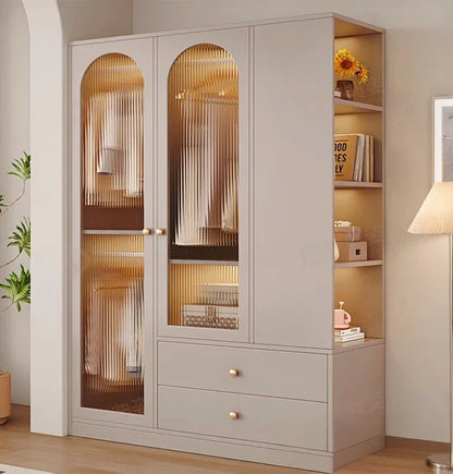 Wardrobe - MDF Wood - Beige - 140x55x200 cm