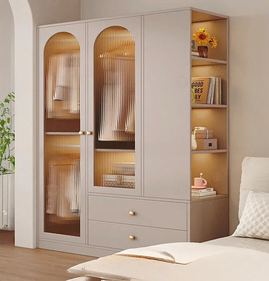 Wardrobe - MDF Wood - Beige - 140x55x200 cm
