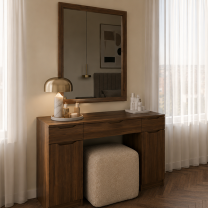 Full Bedroom  - MDF Wood - Brown - Reflective Glass