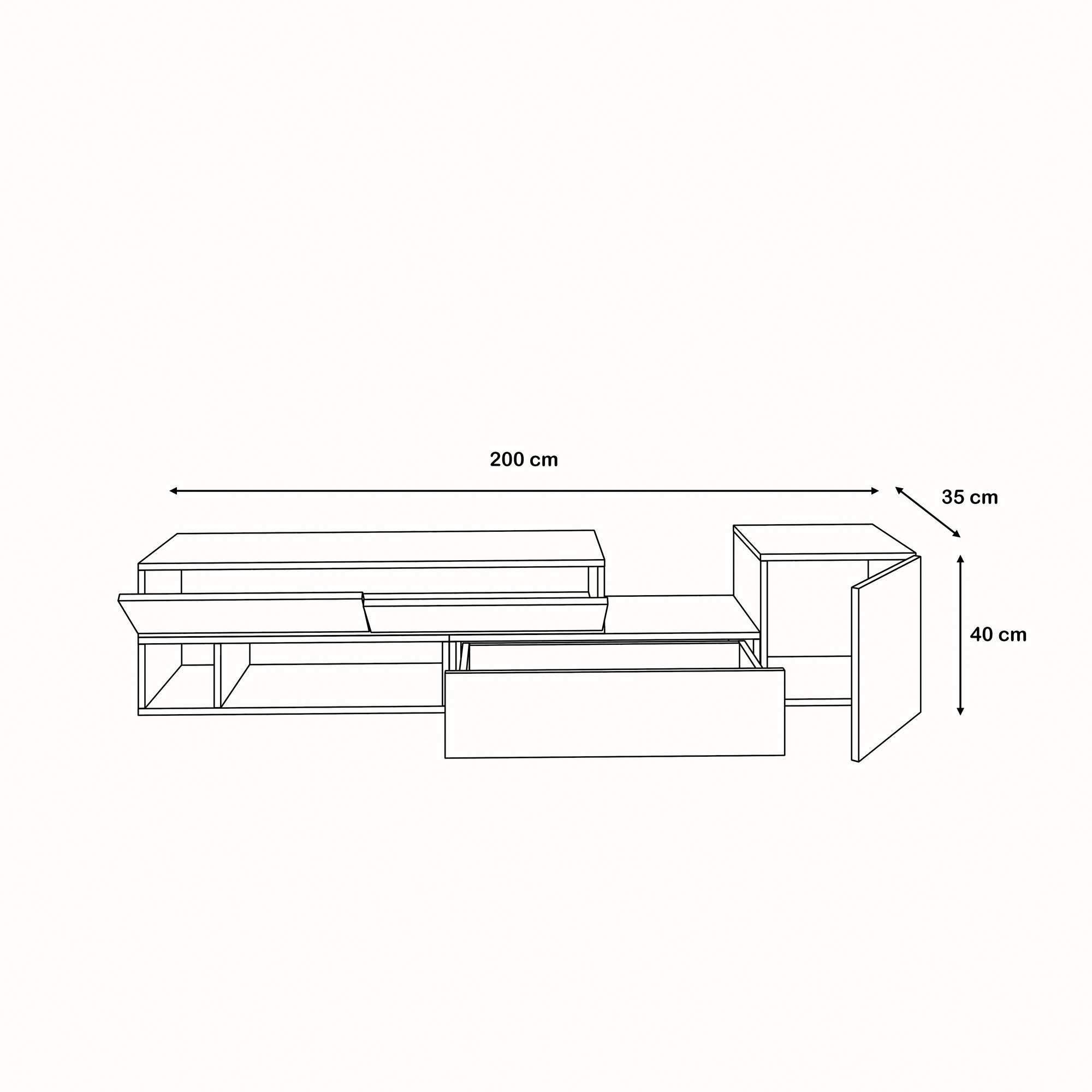 TV Unit - MDF - Multi Color - 200x35x40 cm