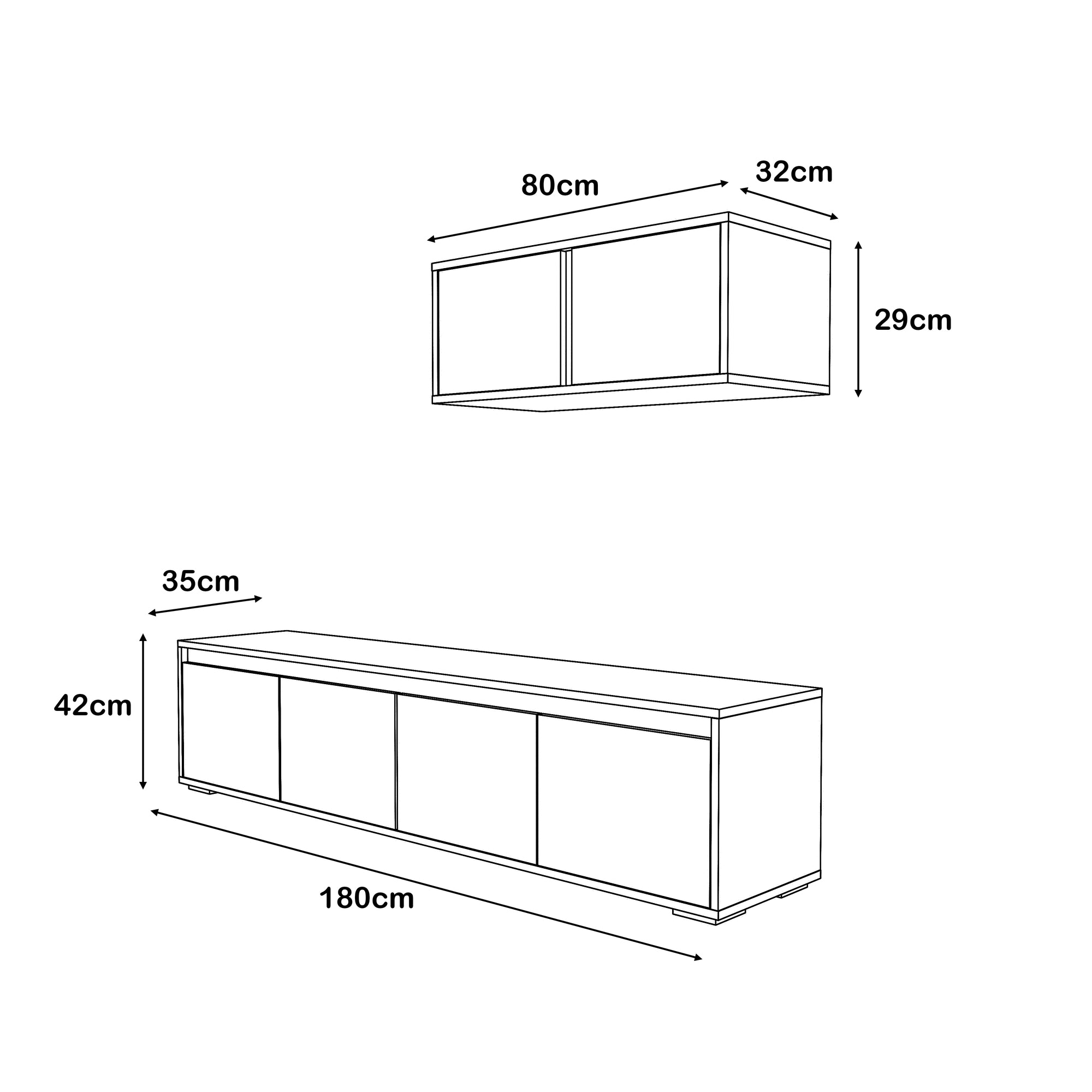 TV Unit - MDF - Multi Color - 180x35x42 cm