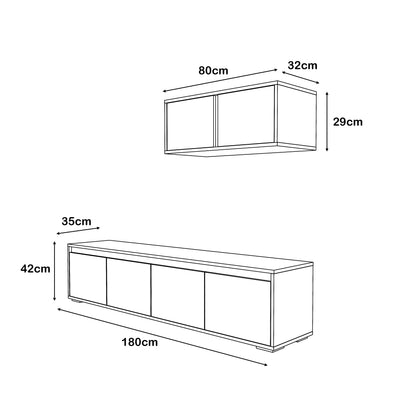 TV Unit - MDF - Multi Color - 180x35x42 cm