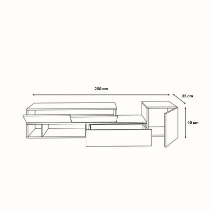 TV Unit - Multi Color - MDF - 200x35x40 cm