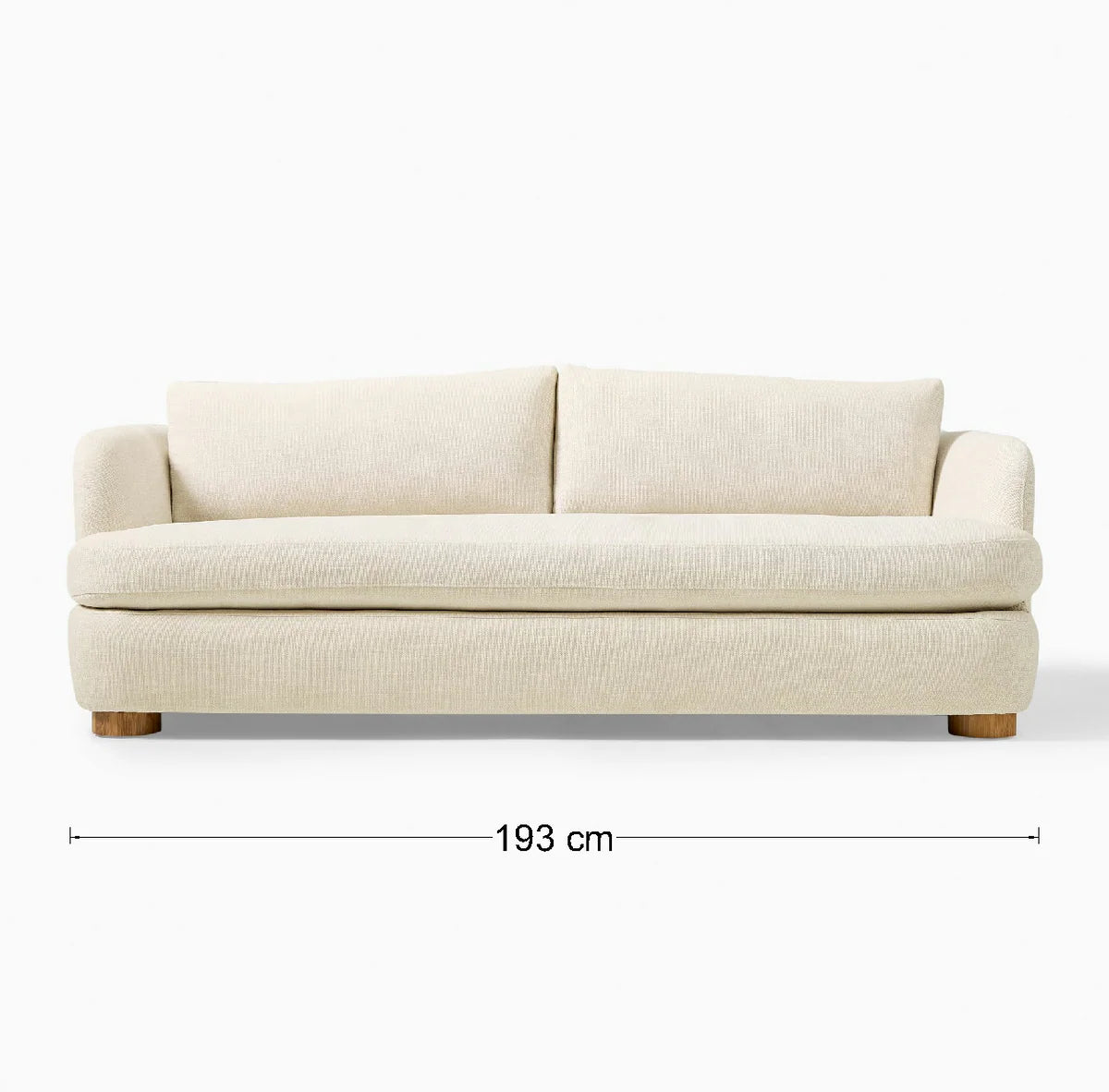 Sofa - Natural Wood - Linen - Beige - 193 x 100 x 75 cm