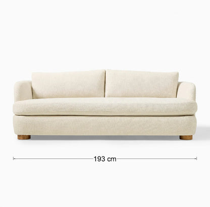 Sofa - Natural Wood - Linen - Beige - 193 x 100 x 75 cm
