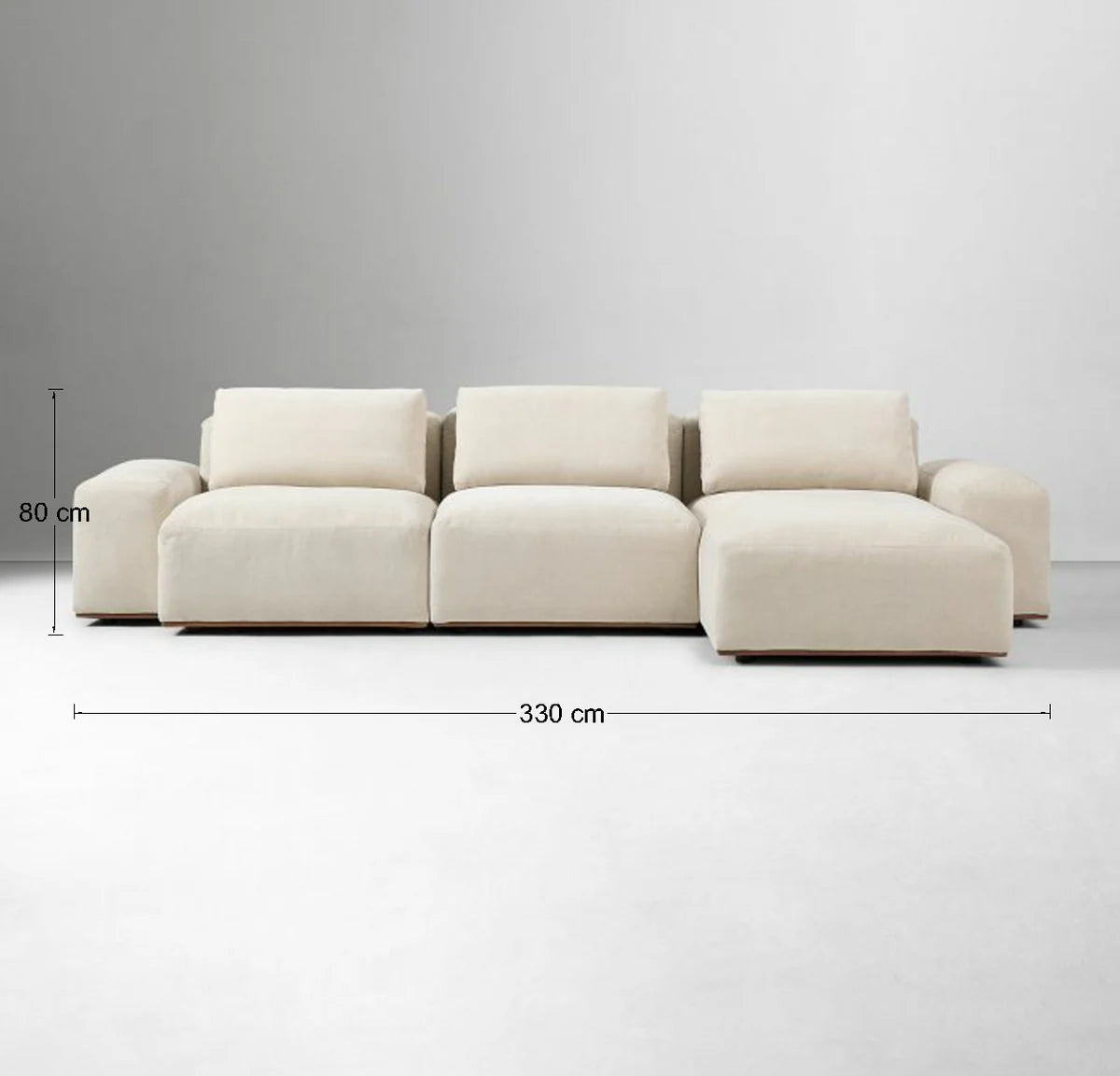 Sofa L Shape - Natural Wood - Linen - Beige - 330 x 173 x 100 x 80 cm