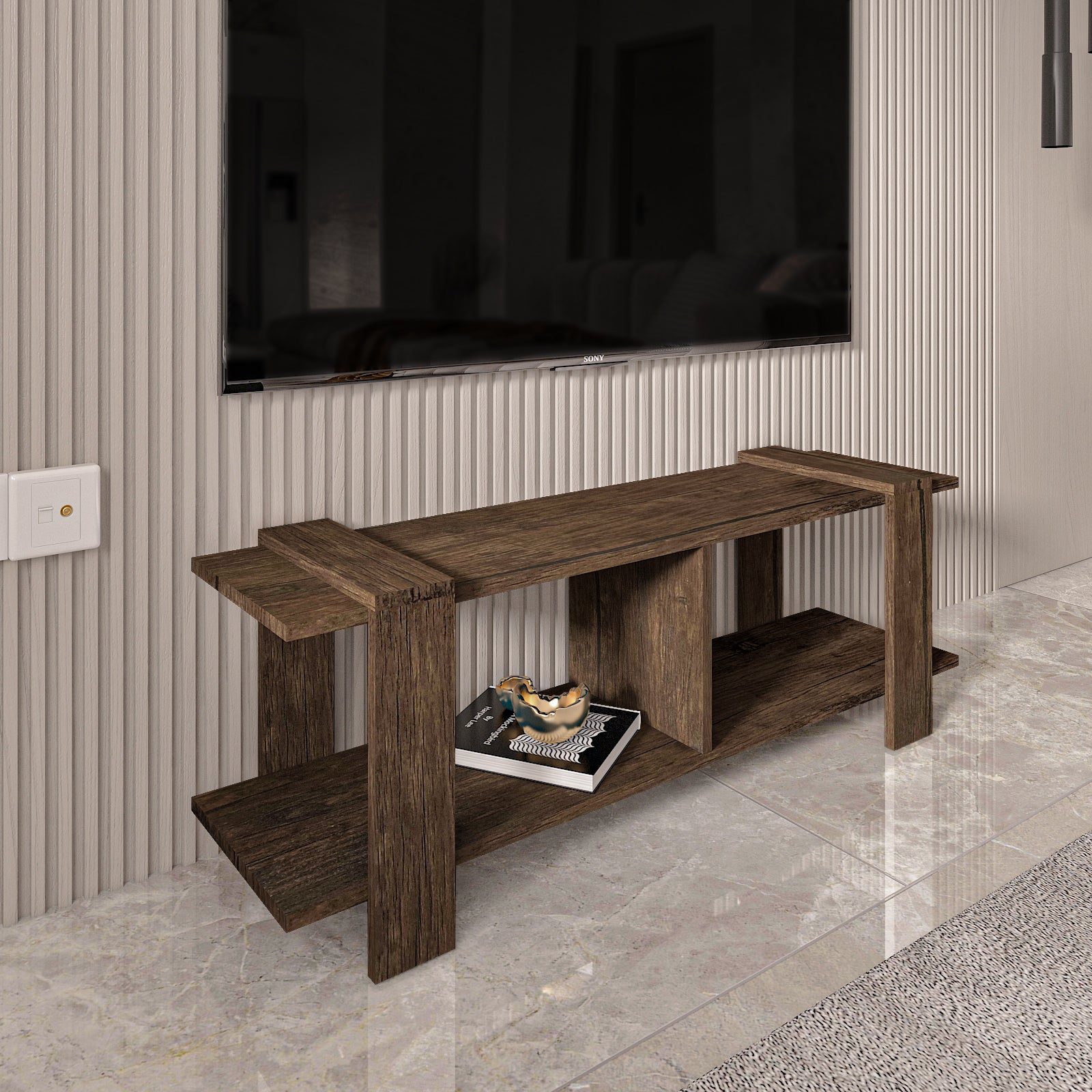 وحدة تلفزيون - خشب MDF - متعدد الألوان - 120×30×43