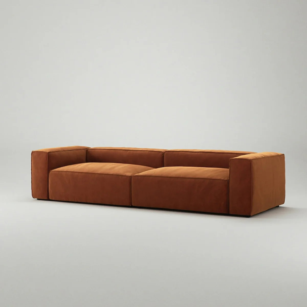 Sofa - Natural Wood - Velvet - Brown - 250 x 110 x 72 cm