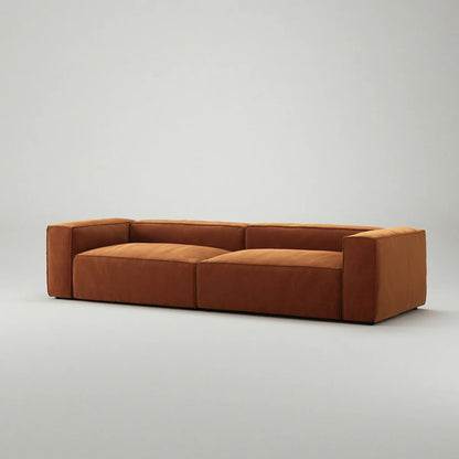 Sofa - Natural Wood - Velvet - Brown - 250 x 110 x 72 cm