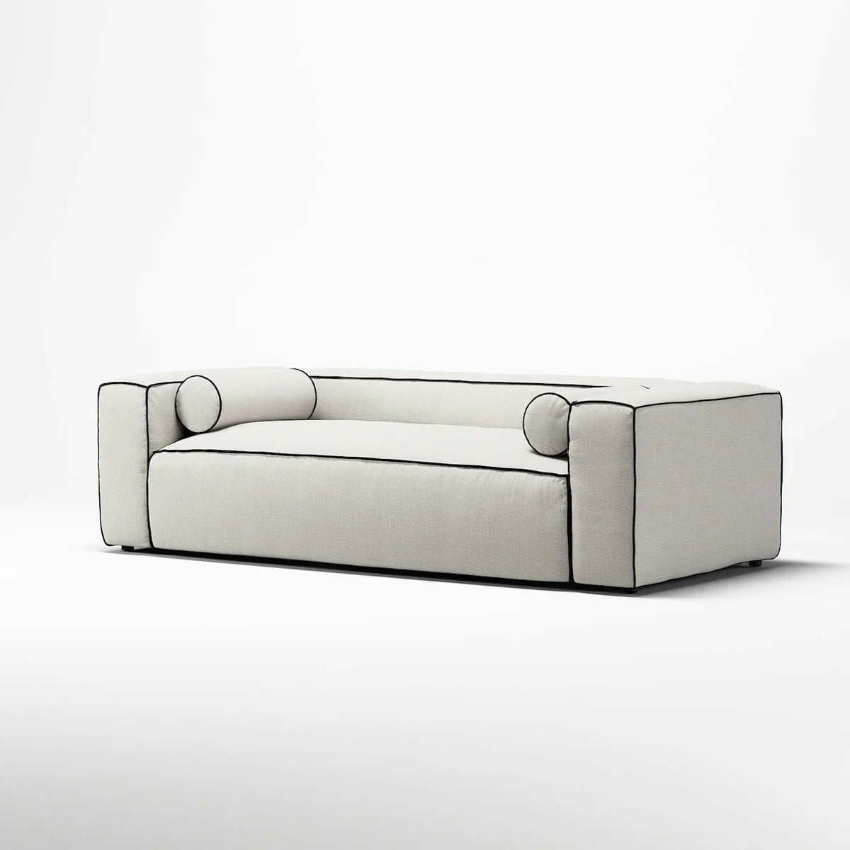 Sofa - Natural Wood - Linen - Grey - 230 x 108 x 63 cm