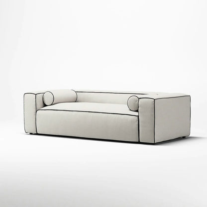 Sofa - Natural Wood - Linen - Grey - 230 x 108 x 63 cm