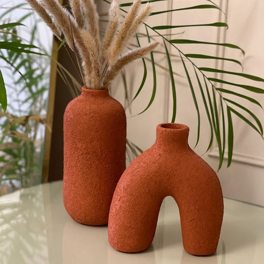 Set Of Decoration - 2 Pieces - Pottery - Orange
