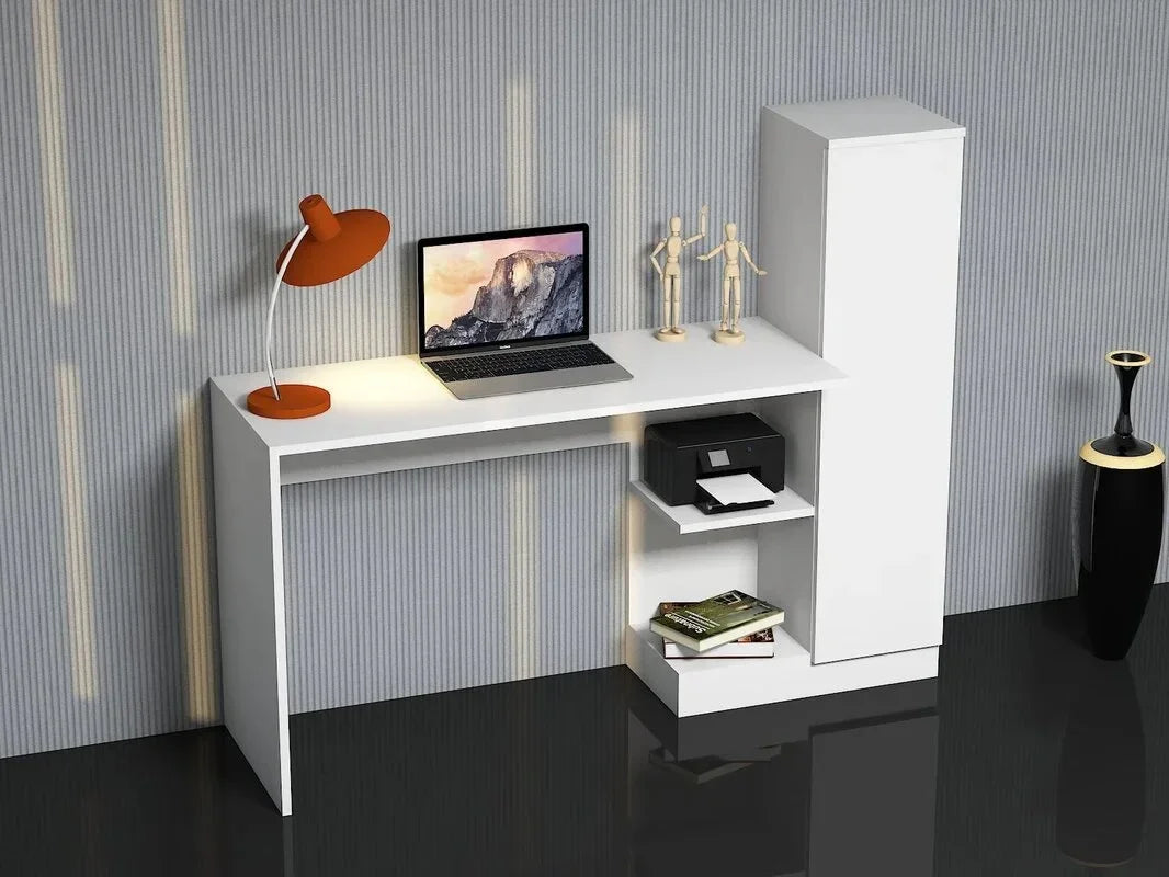 Desk - MDF Wood - White - 150x50x120 cm - Cataloug