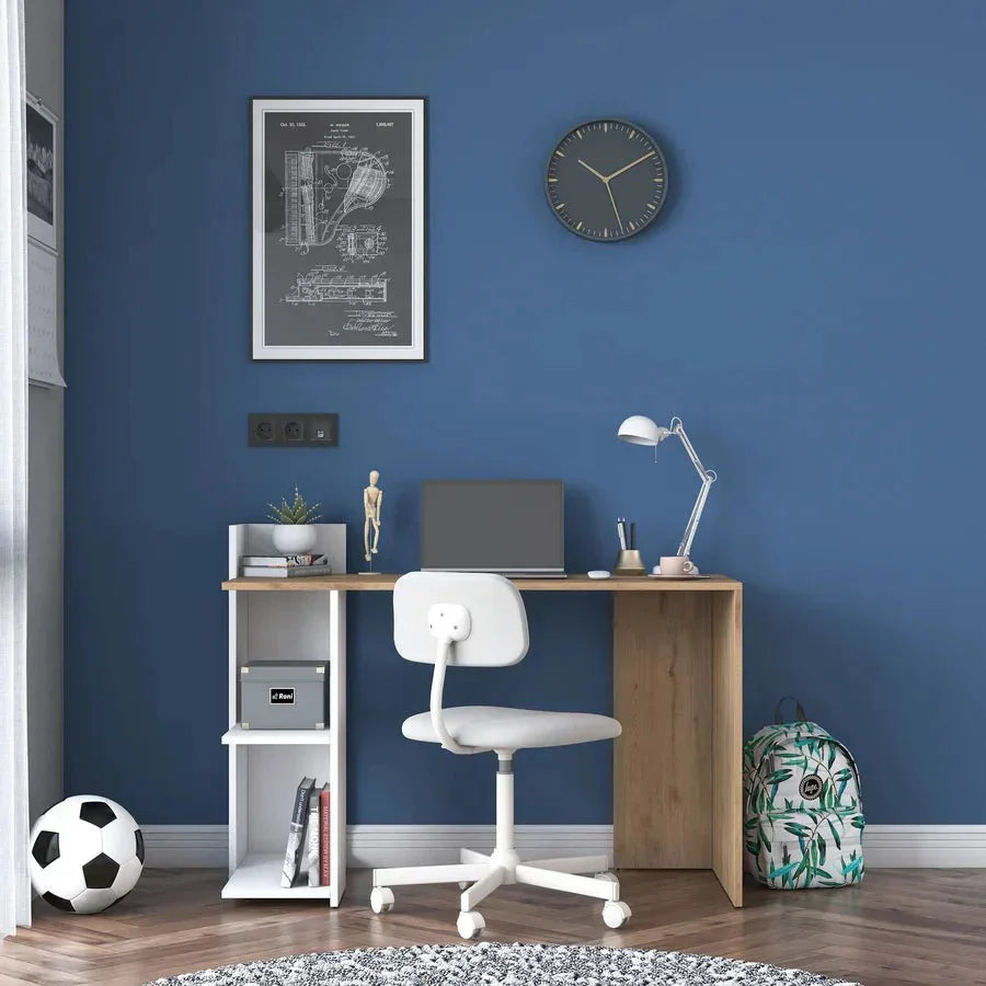 Desk - MDF Wood - Beige & White - 120x40x85 cm - Cataloug