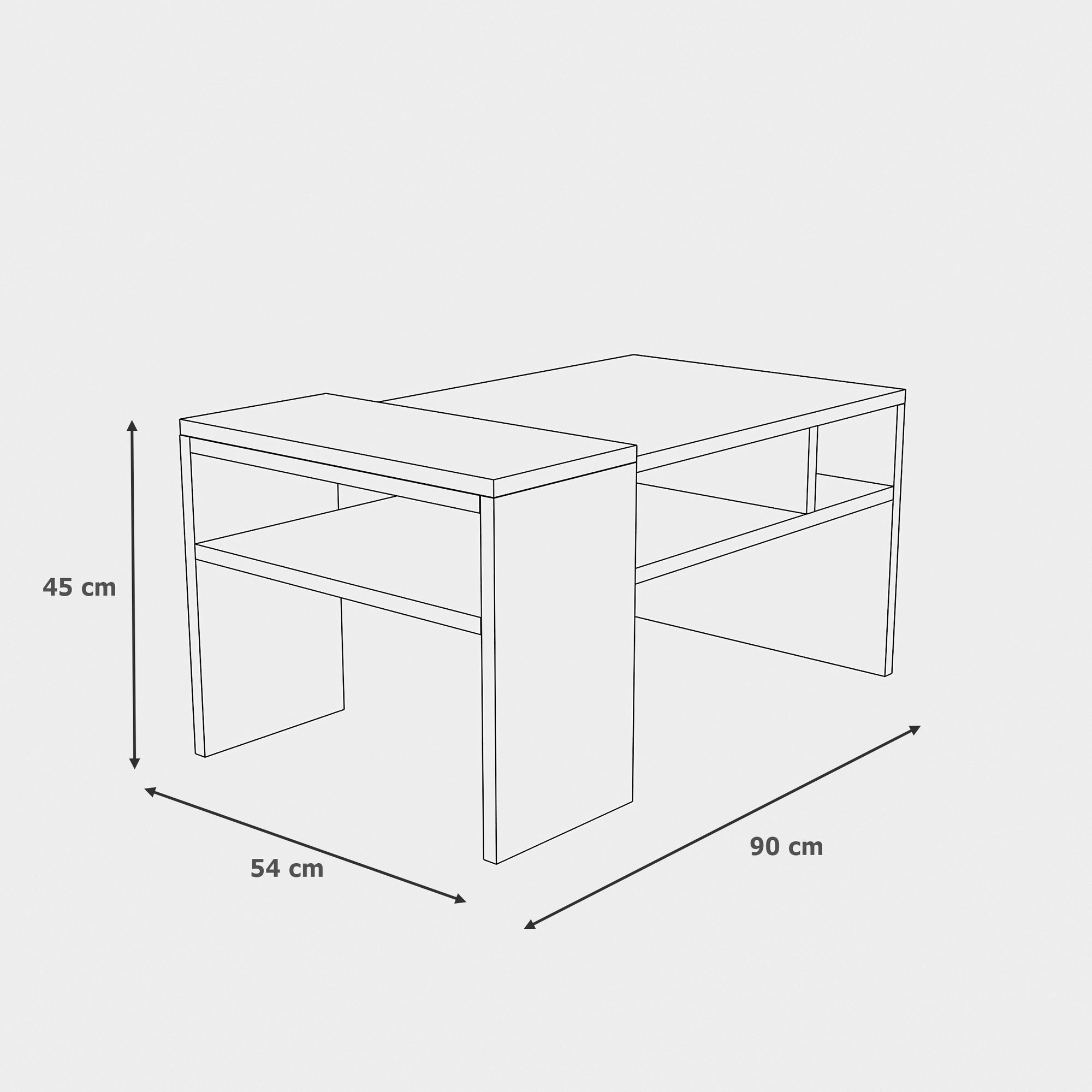 Coffee Table - Multi Color - MDF - 90x54x45 cm