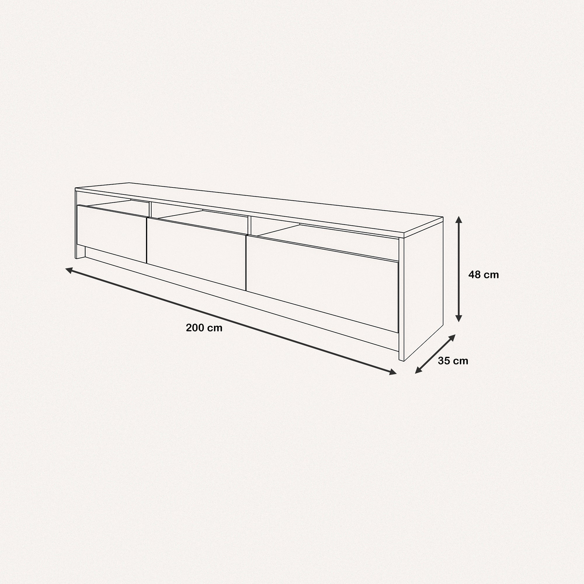 TV Unit - MDF - Multi Color - 200x35x48 cm