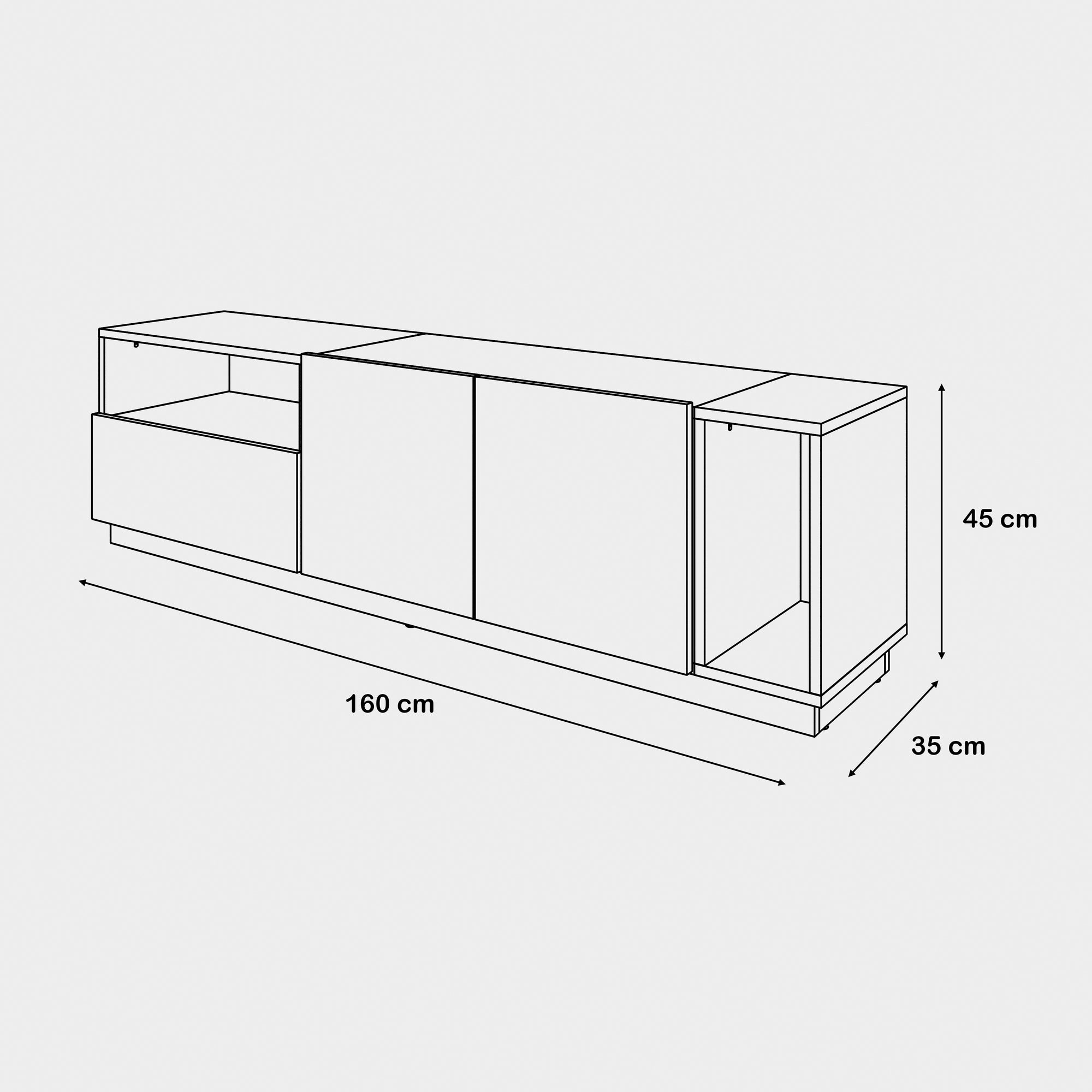 TV Unit - Multi Color - MDF - 160x35x45 cm