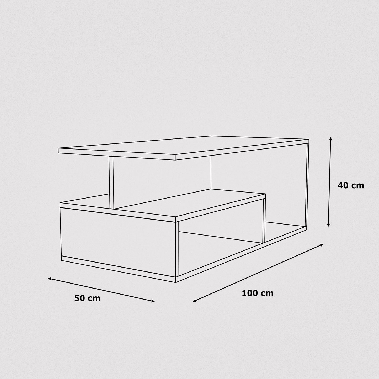 Coffee Table - Multi Color - MDF - 100x50x40 cm