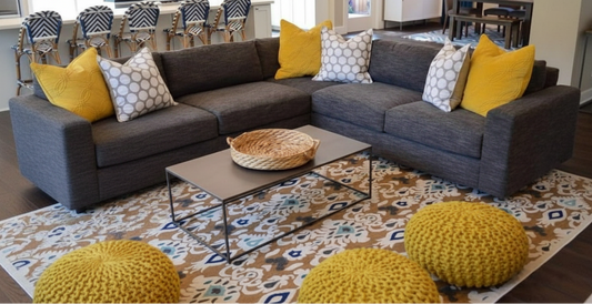 L Shape Sofa - Natural Wood -Gray-300x300x90cm