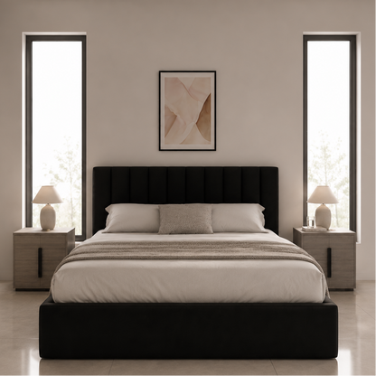 Full Bedroom  - MDF Wood - Gray - Reflective Glass