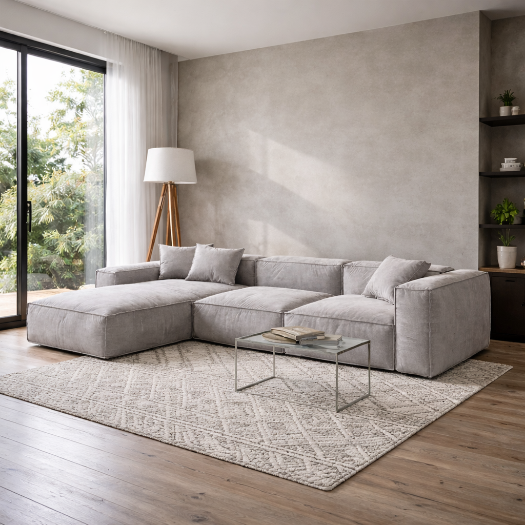 Sofa - L Shape  - Natural Wood - Multi Color - 290x170x90 cm