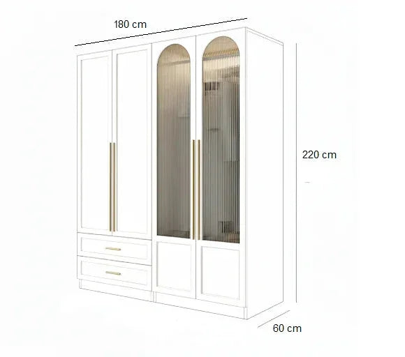 Wardrobe - MDF Wood - White - 180x60x220 cm