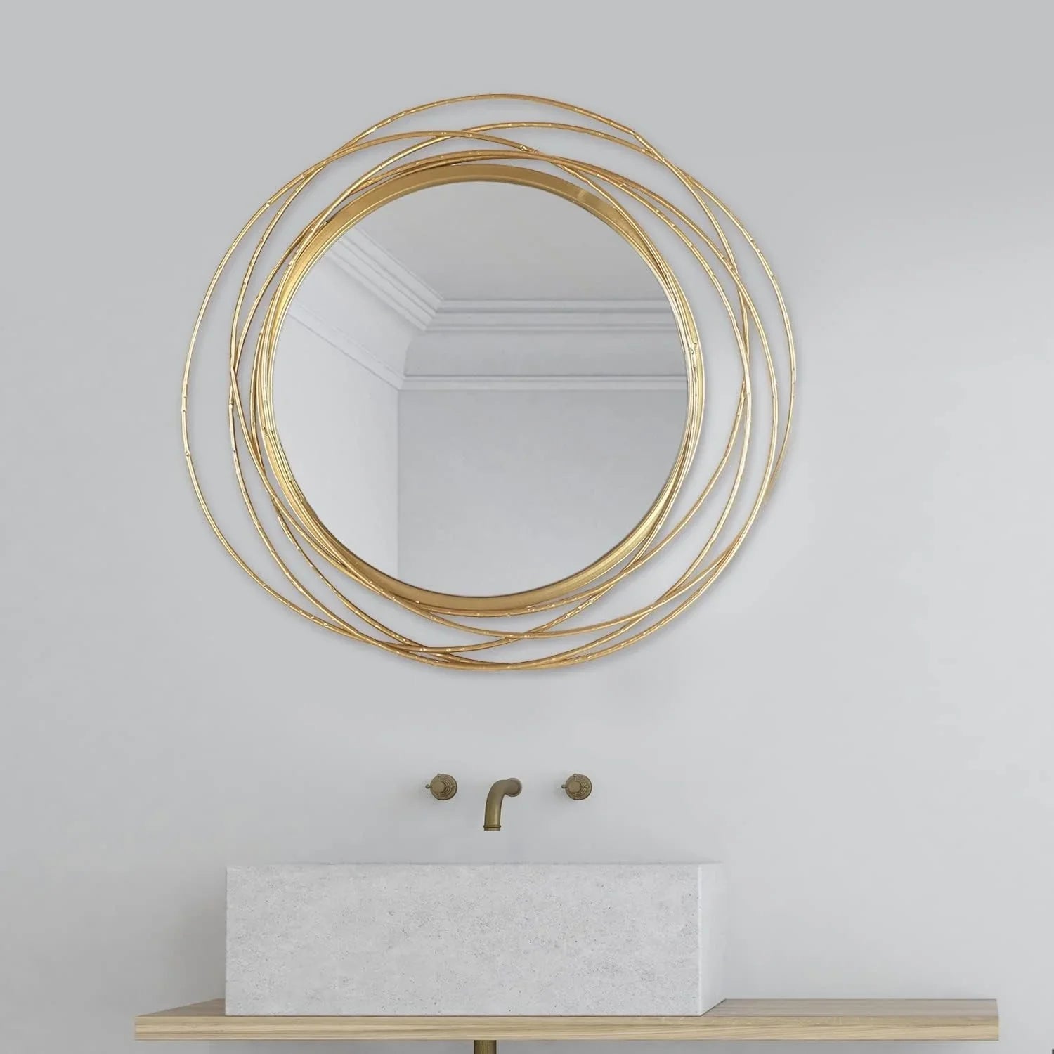 Mirror - Steel - Gold - 80x80 cm