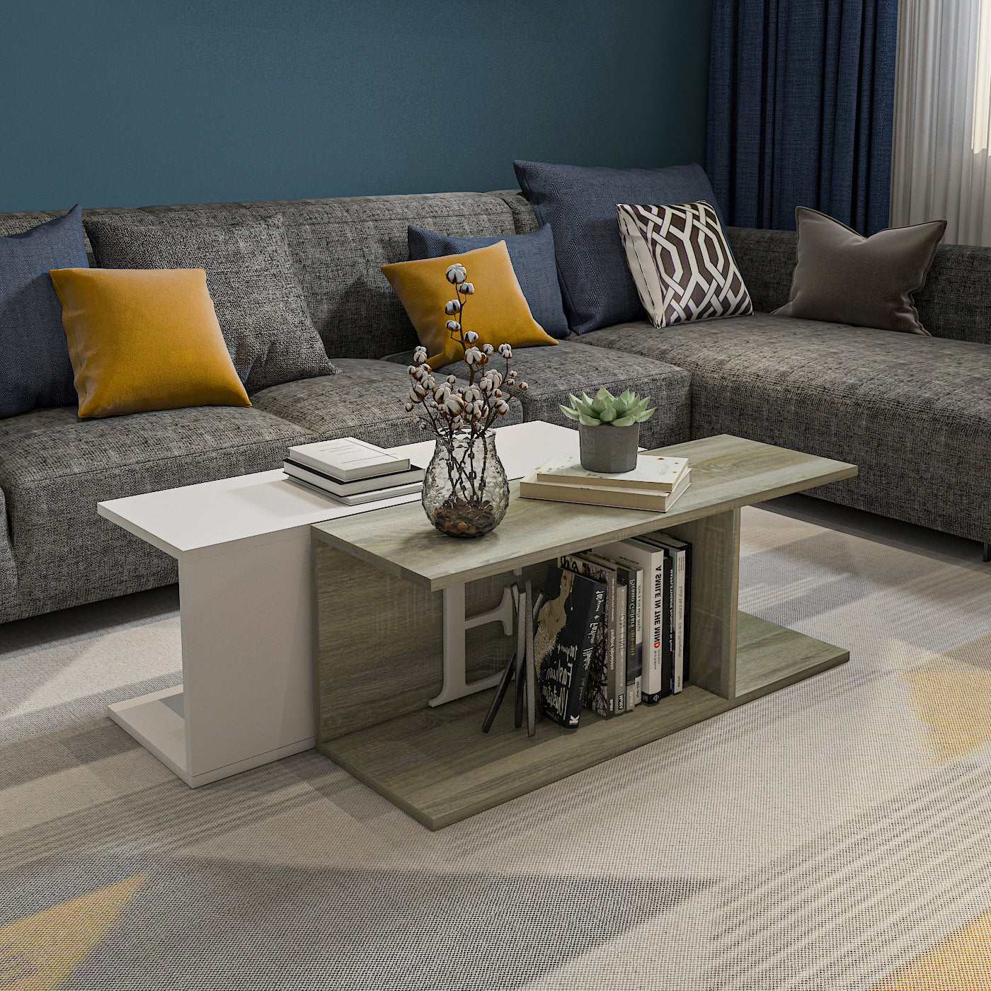 Coffee Table - Multi Color - MDF - 90x60x35 cm