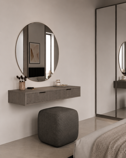 Full Bedroom  - MDF Wood - Gray - Reflective Glass