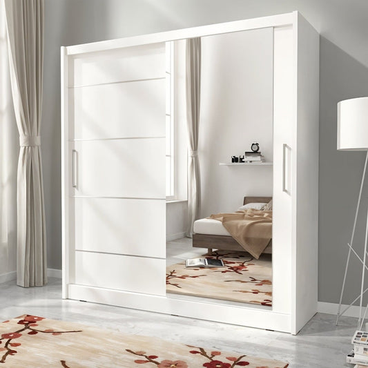 Wardrobe - MDF Wood - White - 220x160x60 cm