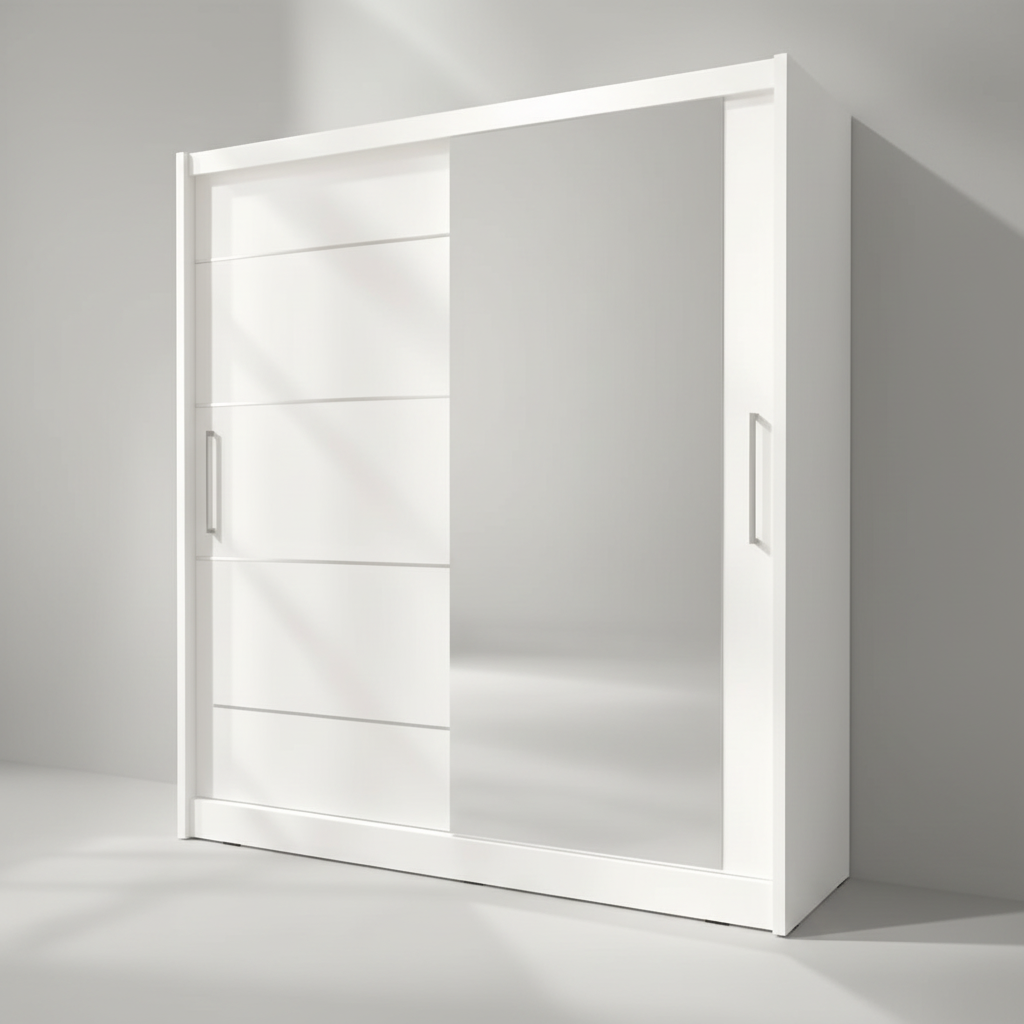 Wardrobe - MDF Wood - White - 220x160x60 cm