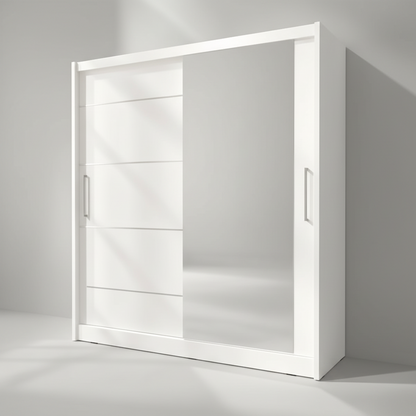 Wardrobe - MDF Wood - White - 220x160x60 cm